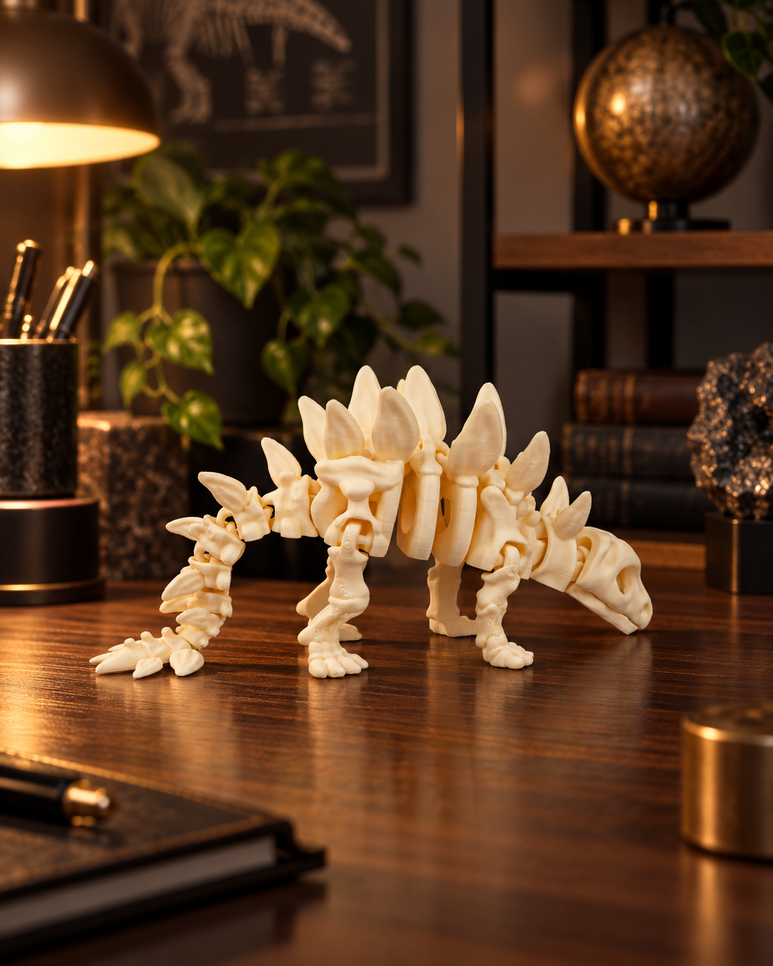 Estegossauro Esqueleto Articulado 3D – Dinossauro Miniatura Colecionável