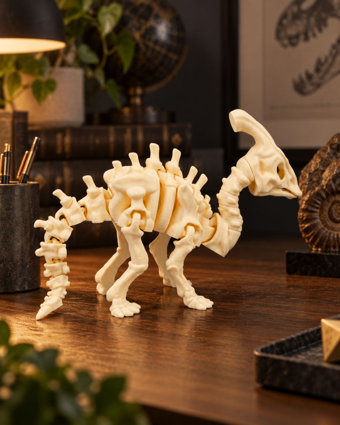 Parasaurolophus Esqueleto Articulado 3D – Dinossauro Miniatura Colecionável
