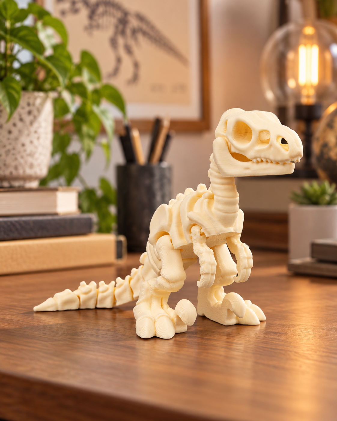 Velociraptor Esqueleto Articulado 3D – Dinossauro Miniatura Colecionável