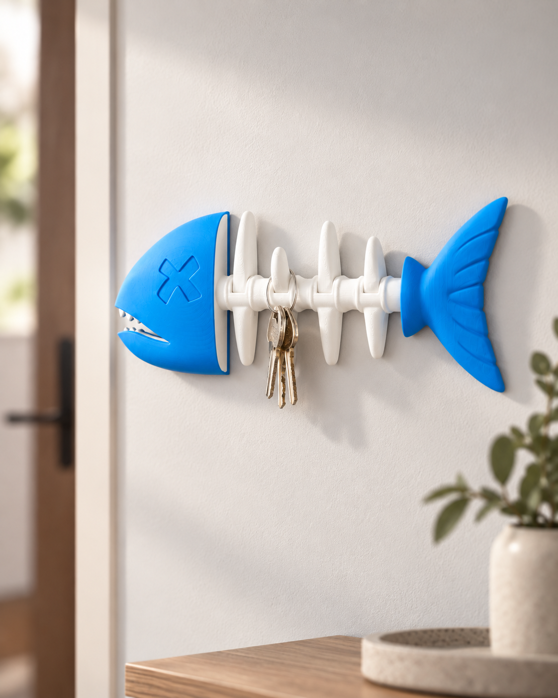 Porta-Chaves Peixe 3D de Parede – Organizador de Chaves Criativo e Decorativo
